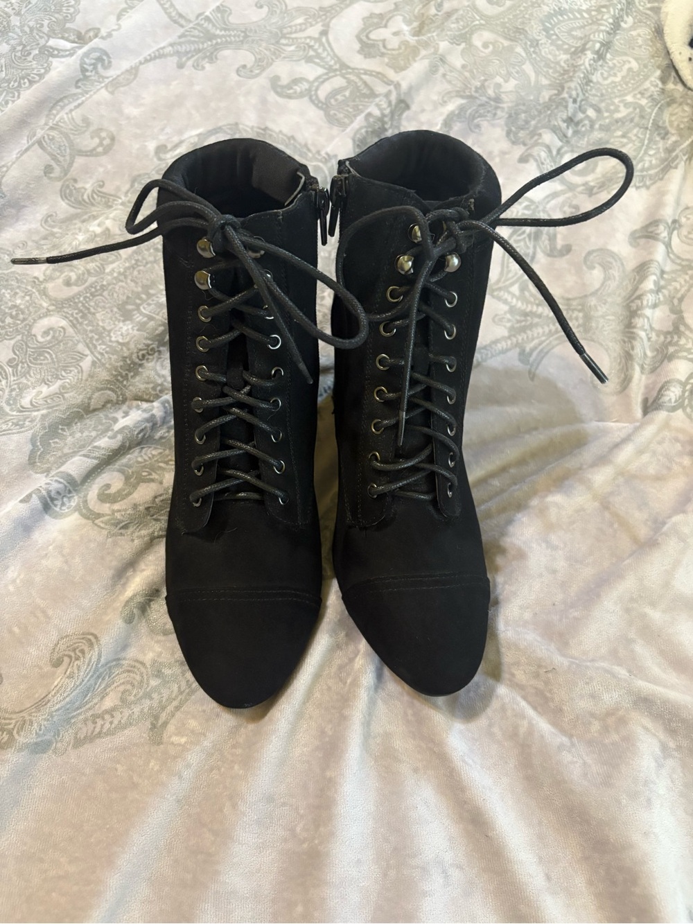 Women's Black Lace-Up Ankle Boots